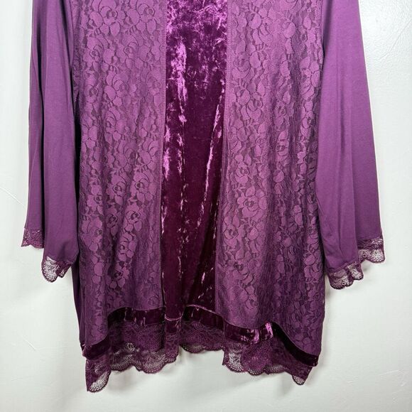 Logo Lavish Purple Velvet Lace Shirt Long Sleeve Size 2X Whimsy Goth Dark - Picture 3 of 16